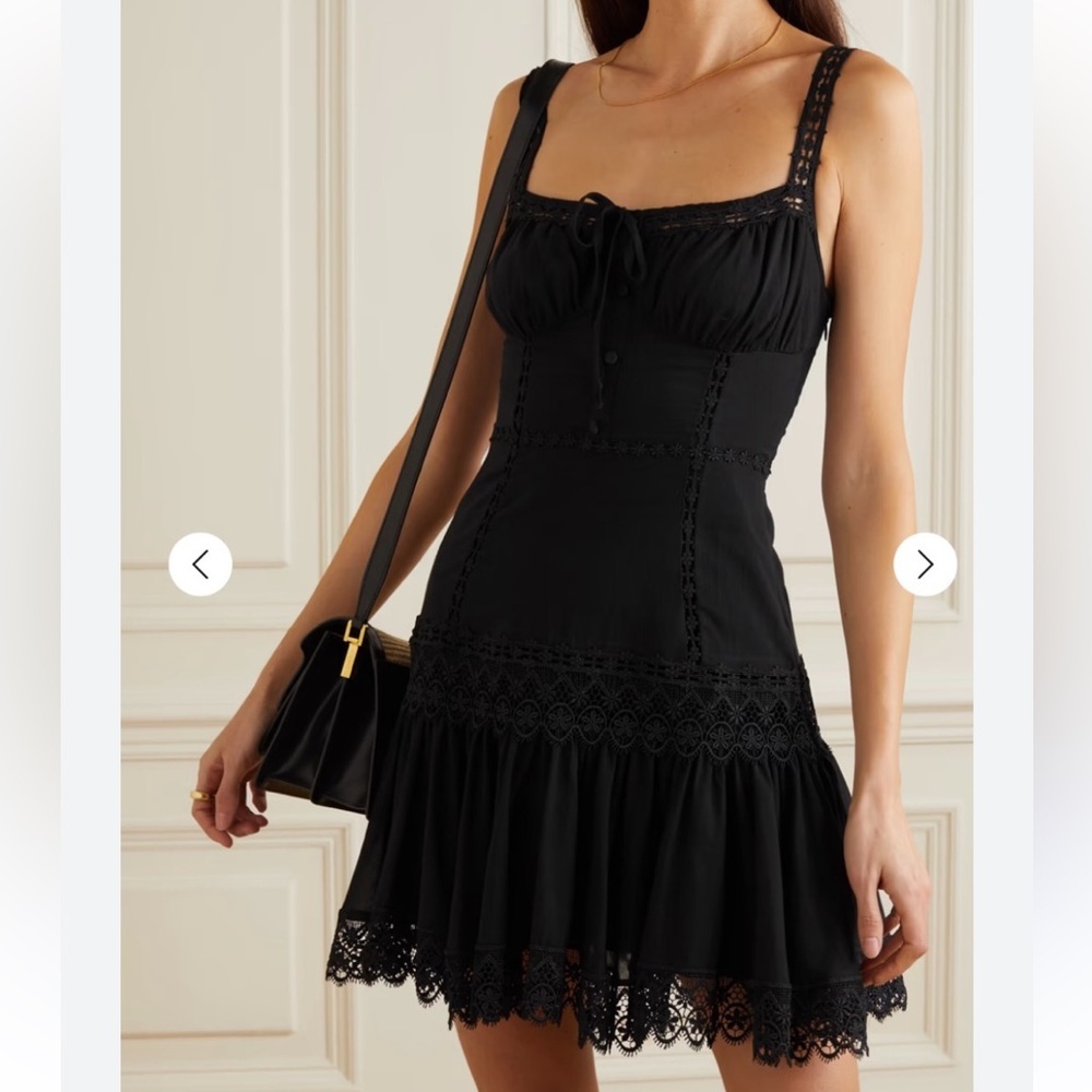 Charo Ruiz Ibiza Elodie Guipure Lace Trimmed Cotton Blend Dress M - Picture 3 of 14